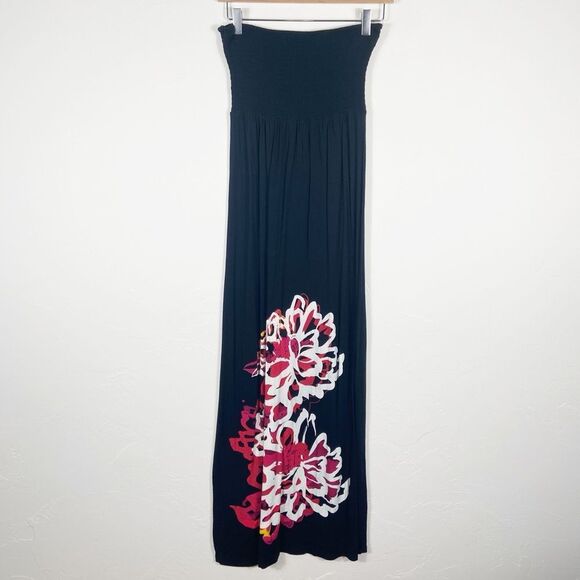 Rue21 Dresses & Skirts - Rue21 Black Maxi Dress with Pink Floral Design